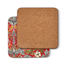Load image into Gallery viewer, William Morris Strawberry Thief Coasters Set of 4 - Red
