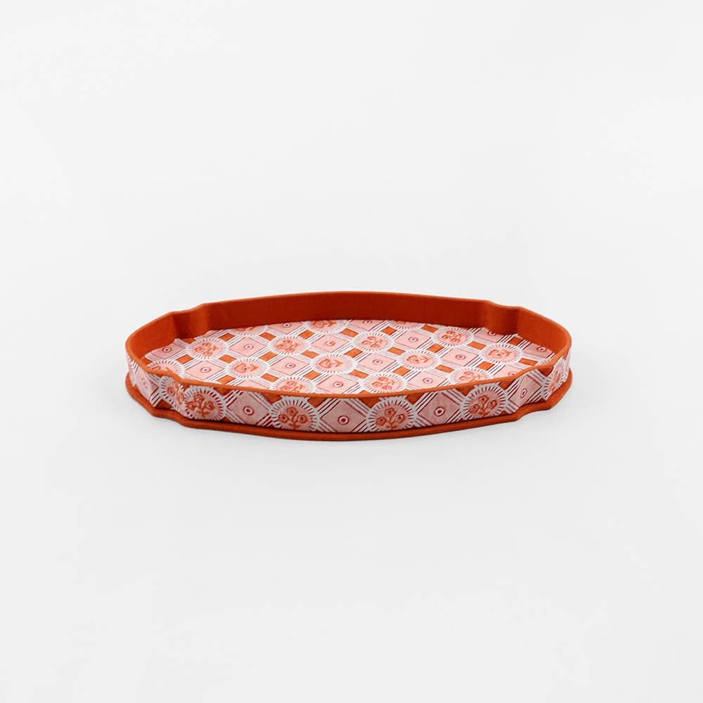 Block Printed Tray - Spring Bloom Orange