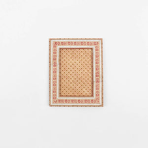 Block Printed Frame - Floral Stripe Ochre