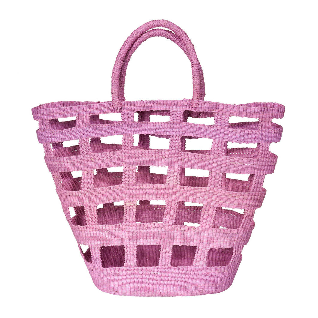 Straw Vented Orchid Tote